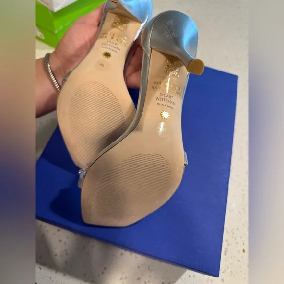 Stuart Weitzman Women's Nudist Vow Crystal Heel Sandals Size - Picture 6 of 11